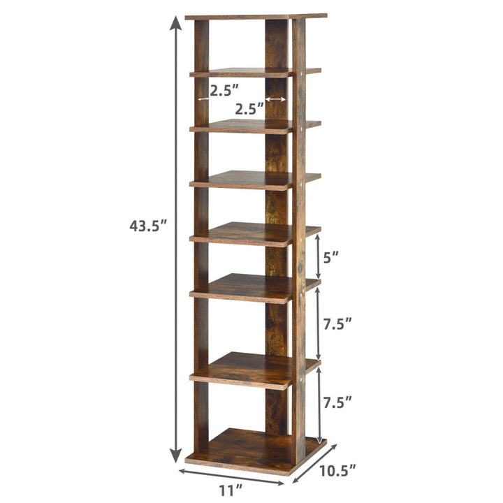 7-Tier Vertical Shoe Rack Free Standing Storage Shelf Organizer Space Saving Image 2