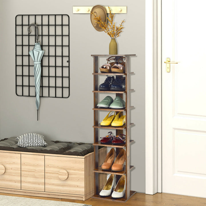 7-Tier Vertical Shoe Rack Free Standing Storage Shelf Organizer Space Saving Image 3