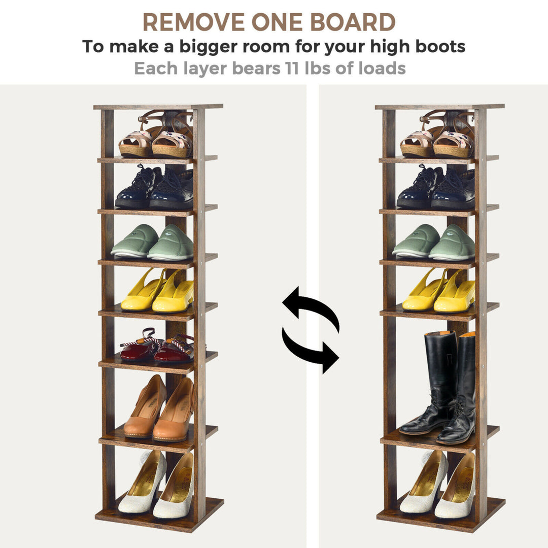 7-Tier Vertical Shoe Rack Free Standing Storage Shelf Organizer Space Saving Image 4