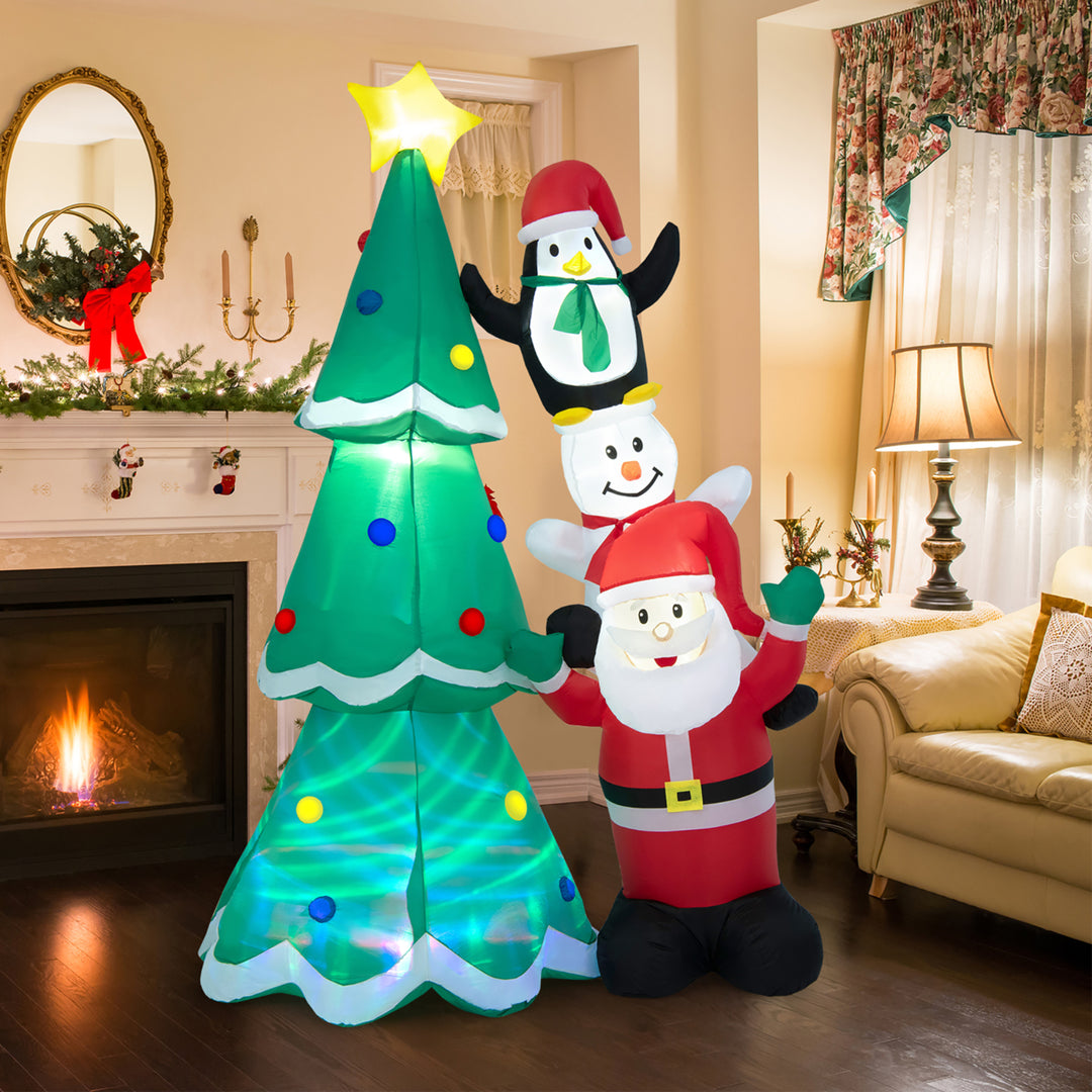 8.7FT Inflates Christmas Tree and Santa Claus Yard Decor w/ LEDs and Air Blower Image 3