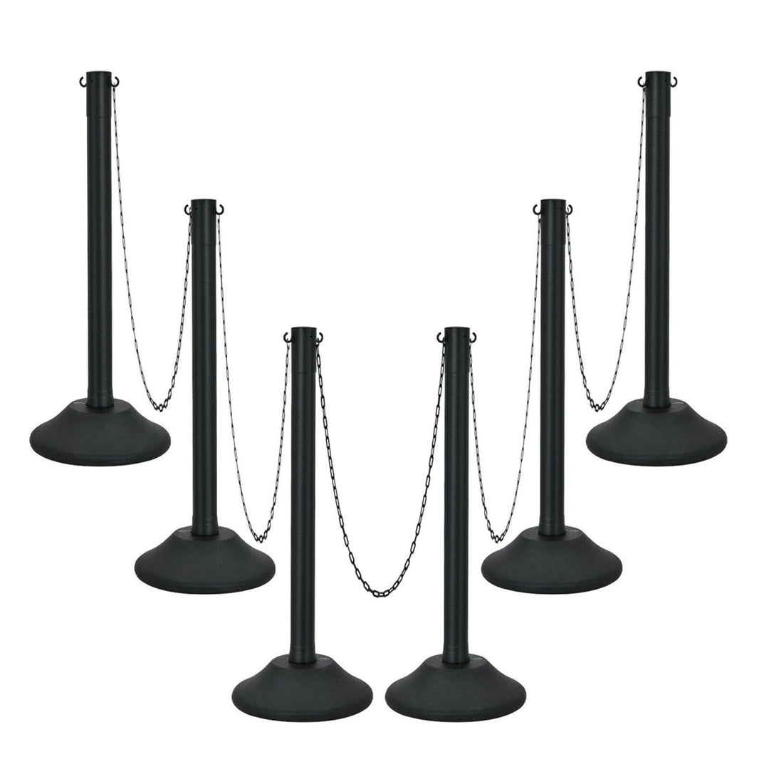 6pcs Plastic Stanchion Post 36 Crowd Control Barrier w/ 5FT Link Chain Image 1