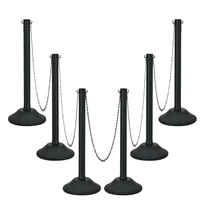 6pcs Plastic Stanchion Post 36 Crowd Control Barrier w/ 5FT Link Chain Image 1