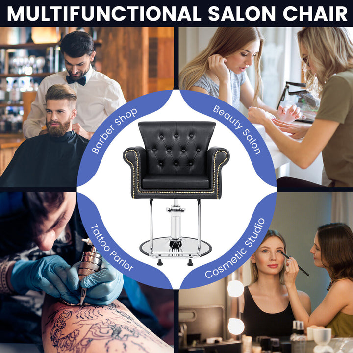 Salon Chair Heavy-Duty Hydraulic Barber Chair Height Adjustable 360 Rotation Image 8