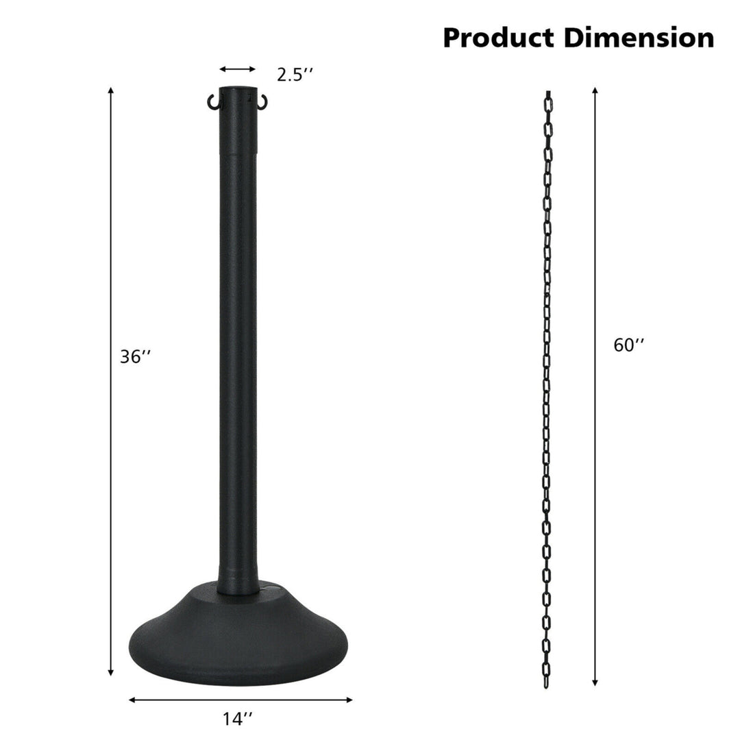 6pcs Plastic Stanchion Post 36 Crowd Control Barrier w/ 5FT Link Chain Image 2