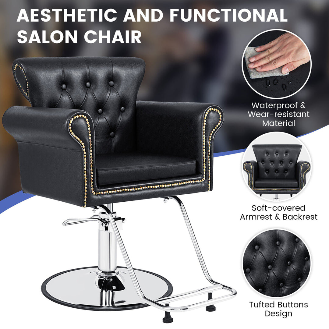 Salon Chair Heavy-Duty Hydraulic Barber Chair Height Adjustable 360 Rotation Image 9