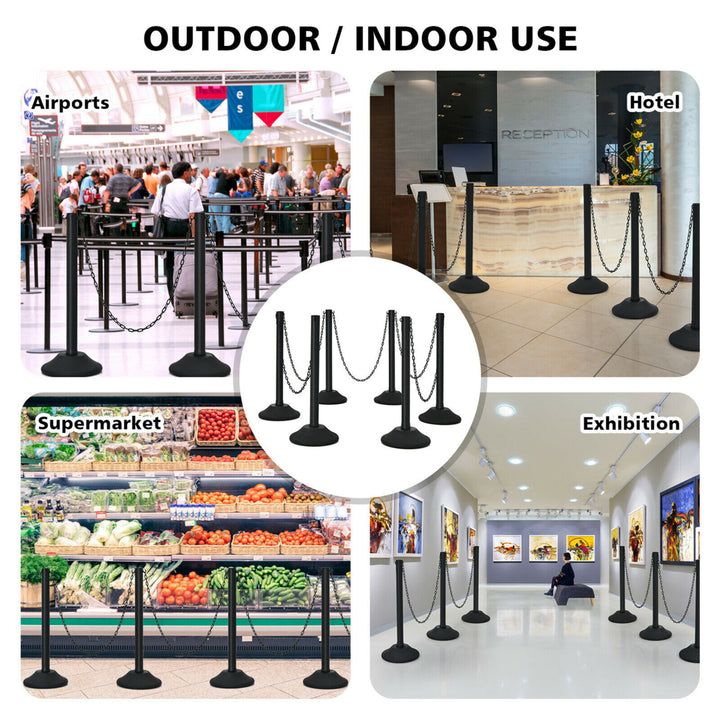 6pcs Plastic Stanchion Post 36 Crowd Control Barrier w/ 5FT Link Chain Image 7