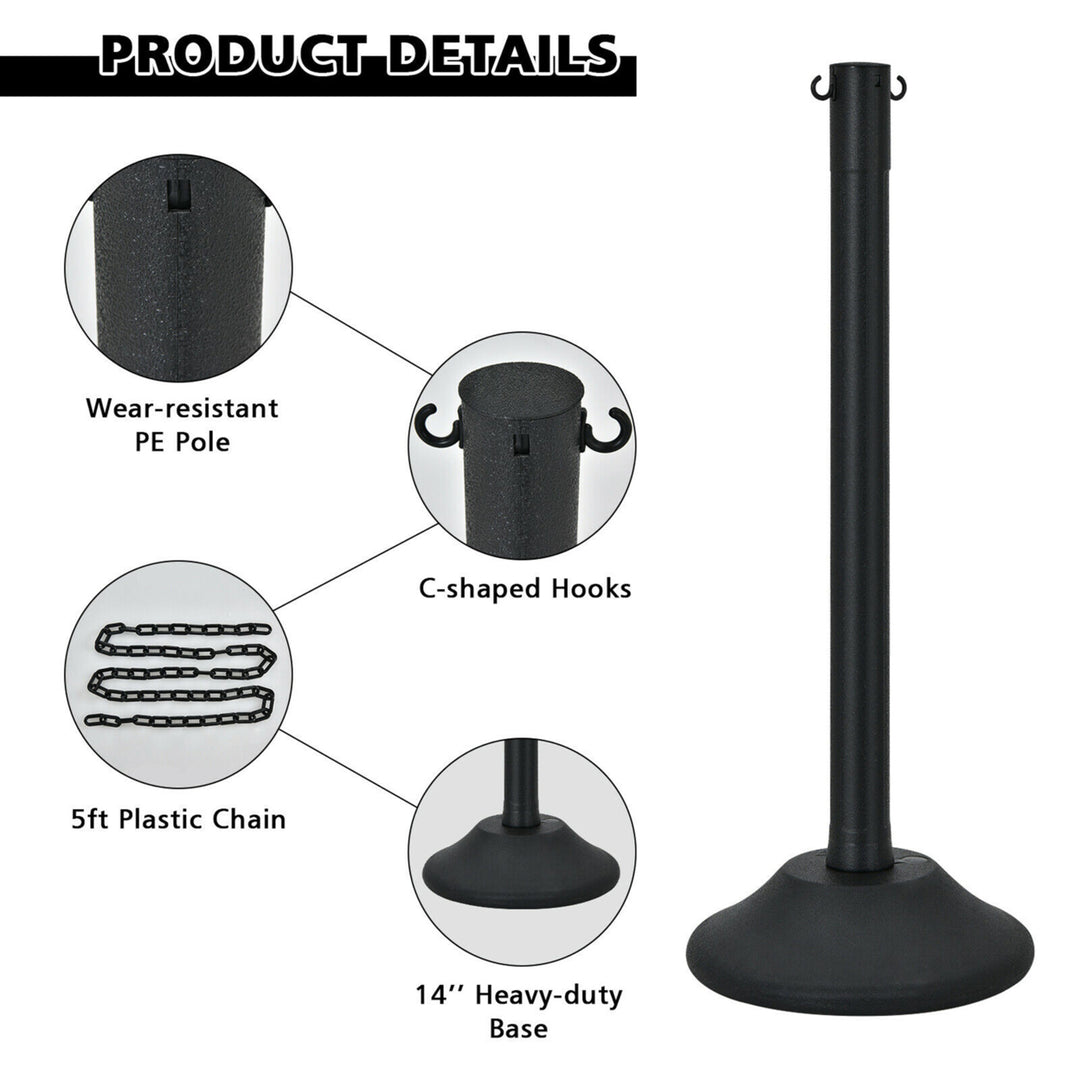 6pcs Plastic Stanchion Post 36 Crowd Control Barrier w/ 5FT Link Chain Image 8