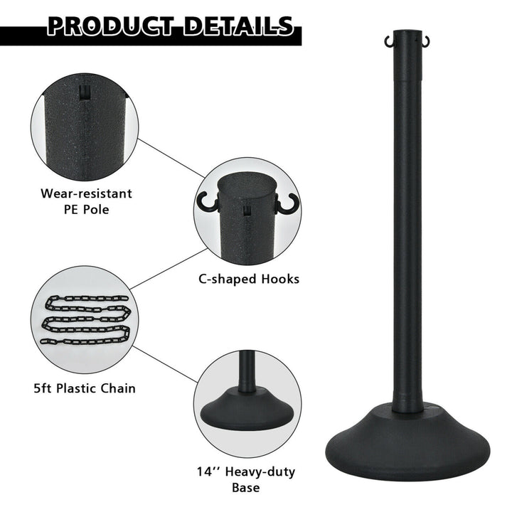 6pcs Plastic Stanchion Post 36 Crowd Control Barrier w/ 5FT Link Chain Image 8