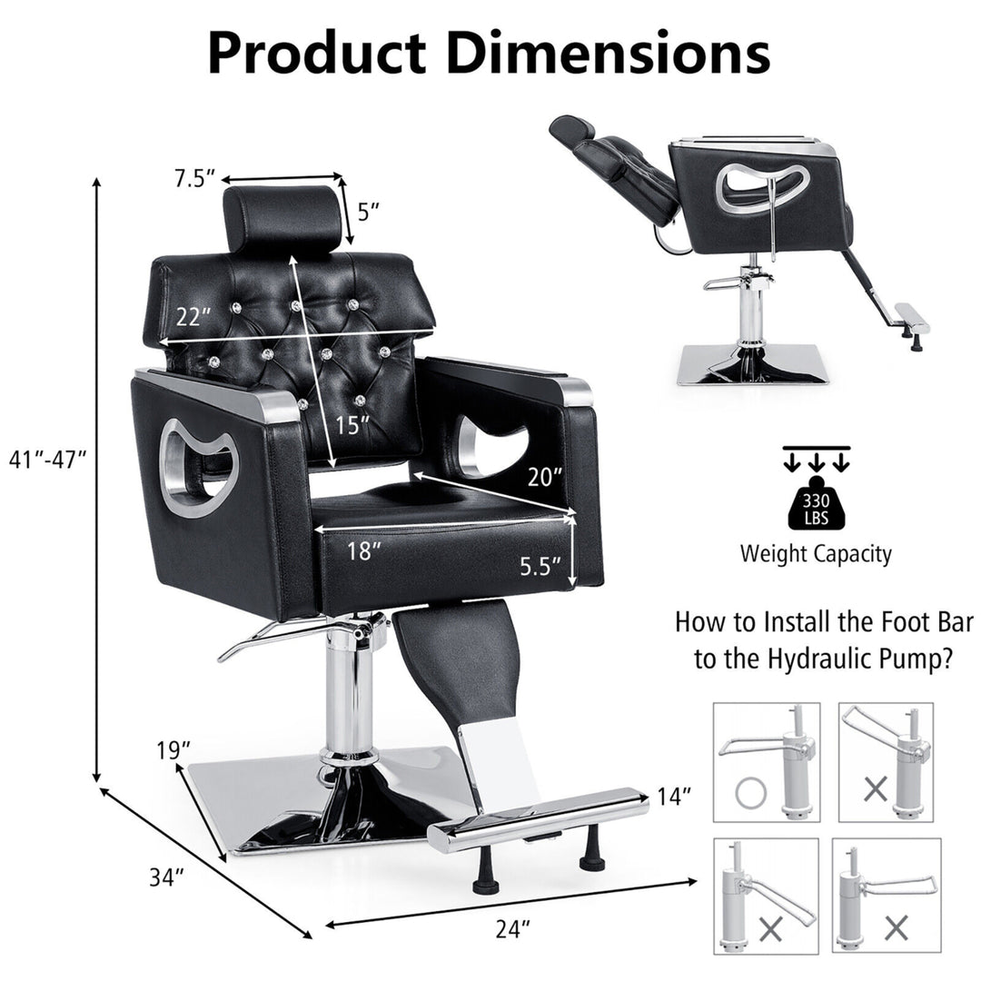 Adjustable Barber Chair Heavy-Duty Hydraulic Pump Salon Chair 360 Rotation Image 2