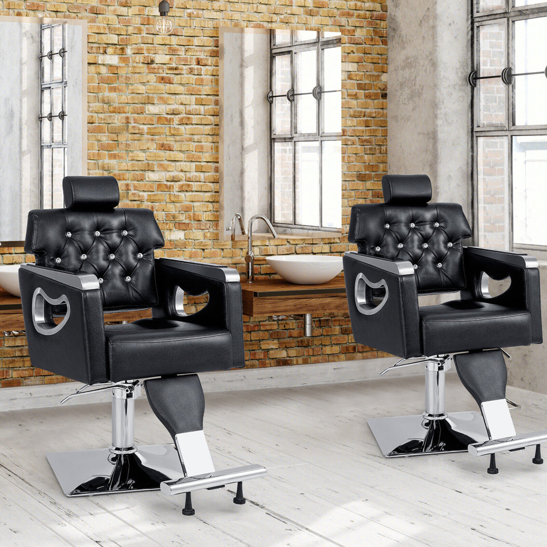 Adjustable Barber Chair Heavy-Duty Hydraulic Pump Salon Chair 360 Rotation Image 3