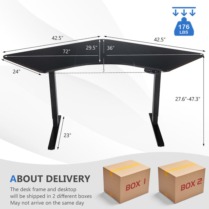 Dual-Motor L Shaped Standing Desk Ergonomic Sit Stand Computer Workstation Black Image 2