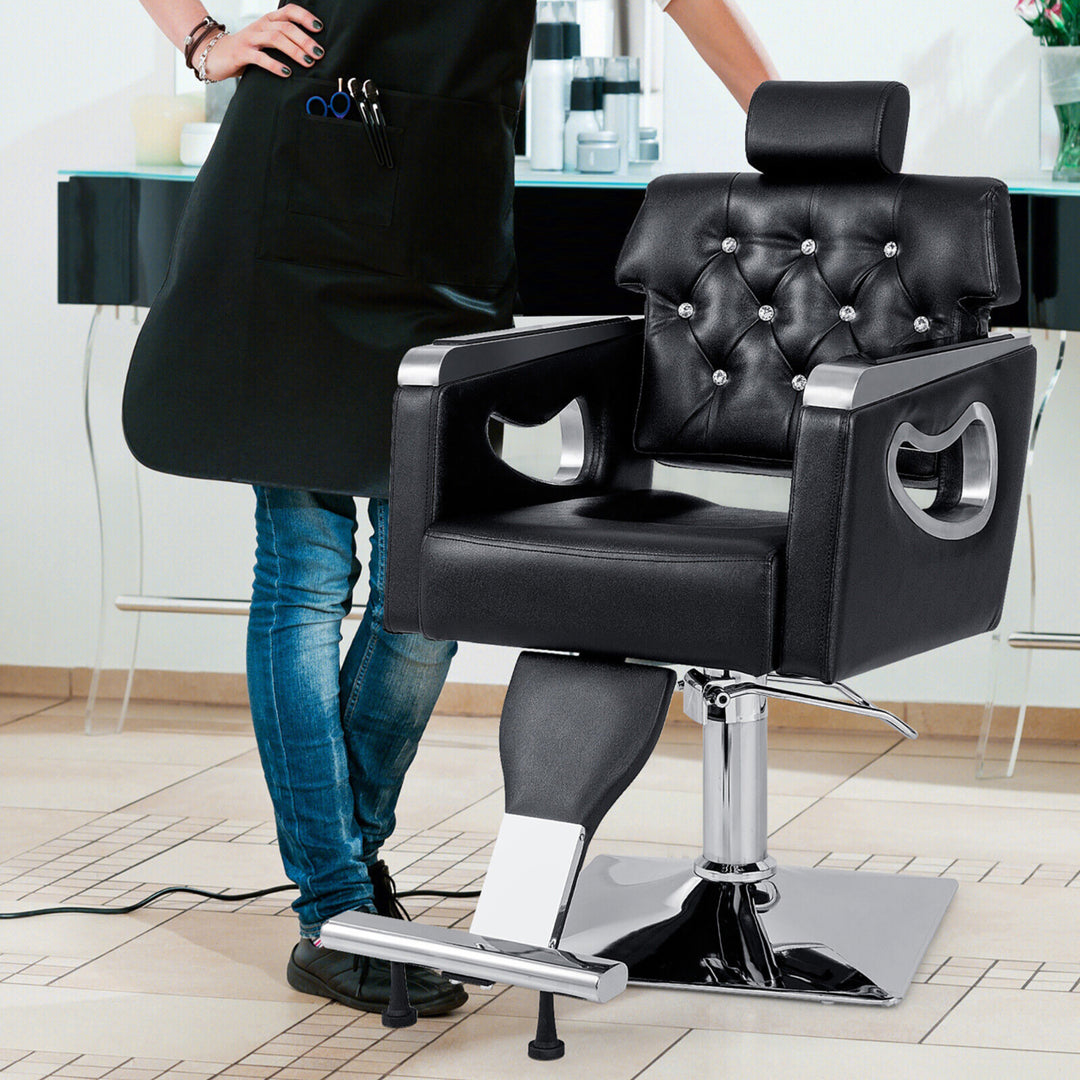 Adjustable Barber Chair Heavy-Duty Hydraulic Pump Salon Chair 360 Rotation Image 4