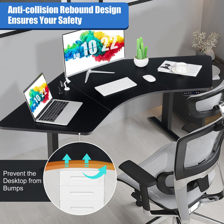 Dual-Motor L Shaped Standing Desk Ergonomic Sit Stand Computer Workstation Black Image 4