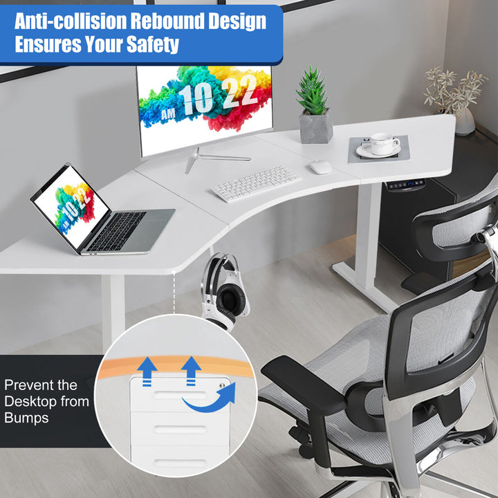 Dual-Motor L Shaped Standing Desk Ergonomic Sit Stand Computer Workstation White Image 4