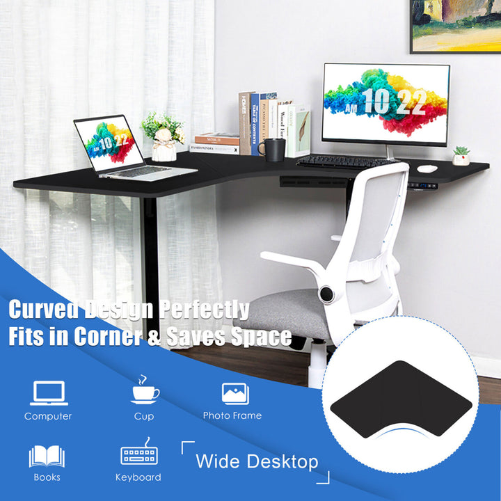 Dual-Motor L Shaped Standing Desk Ergonomic Sit Stand Computer Workstation Black Image 6