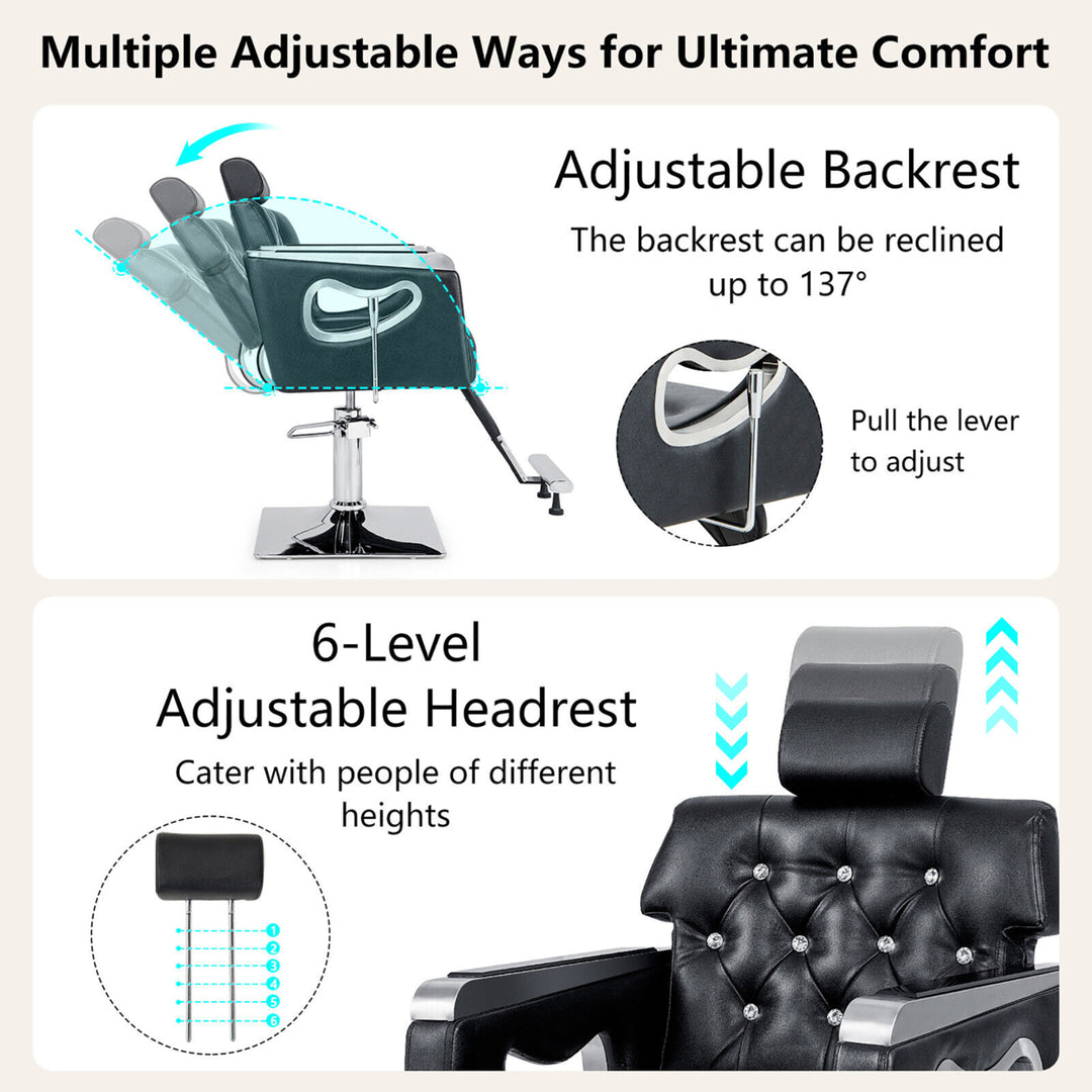 Adjustable Barber Chair Heavy-Duty Hydraulic Pump Salon Chair 360 Rotation Image 6