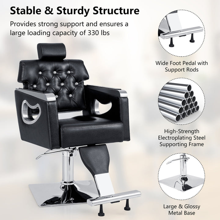 Adjustable Barber Chair Heavy-Duty Hydraulic Pump Salon Chair 360 Rotation Image 7