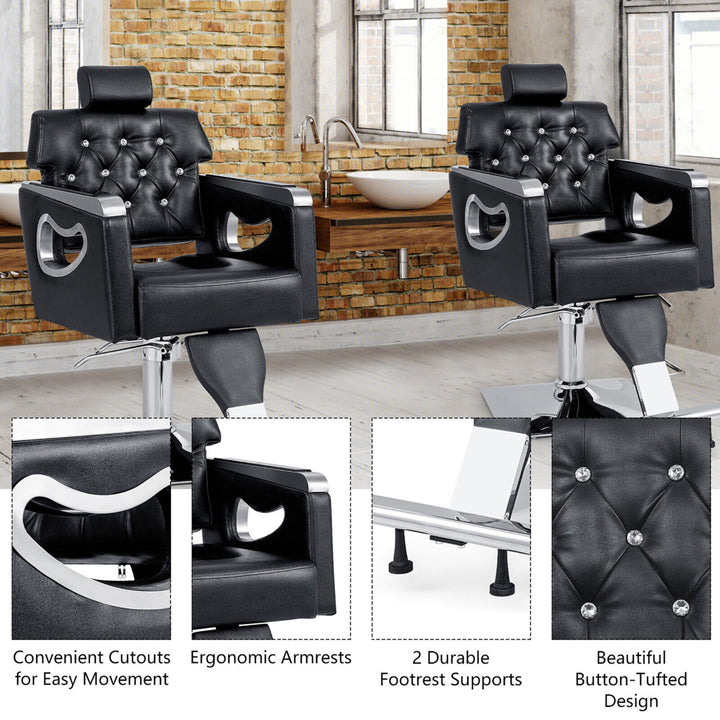 Adjustable Barber Chair Heavy-Duty Hydraulic Pump Salon Chair 360 Rotation Image 10