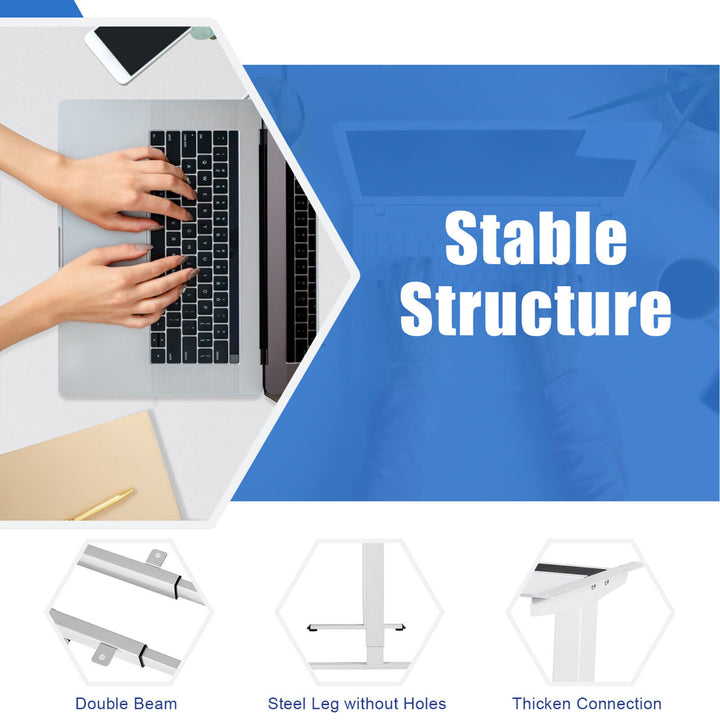 Dual-Motor L Shaped Standing Desk Ergonomic Sit Stand Computer Workstation White Image 8