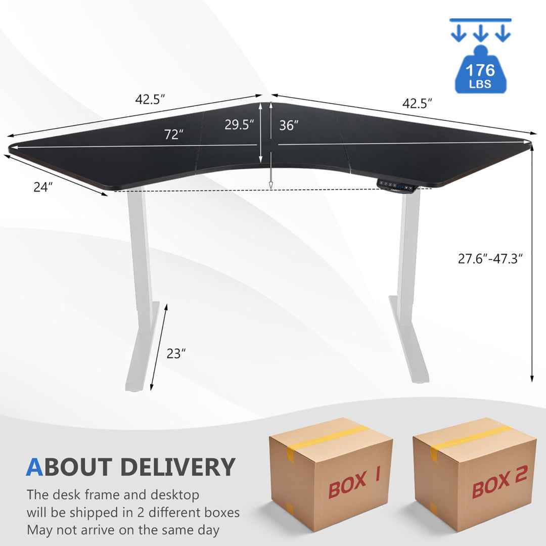 Dual-Motor L Shaped Standing Desk Ergonomic Sit Stand Computer Workstation White and Black Image 2