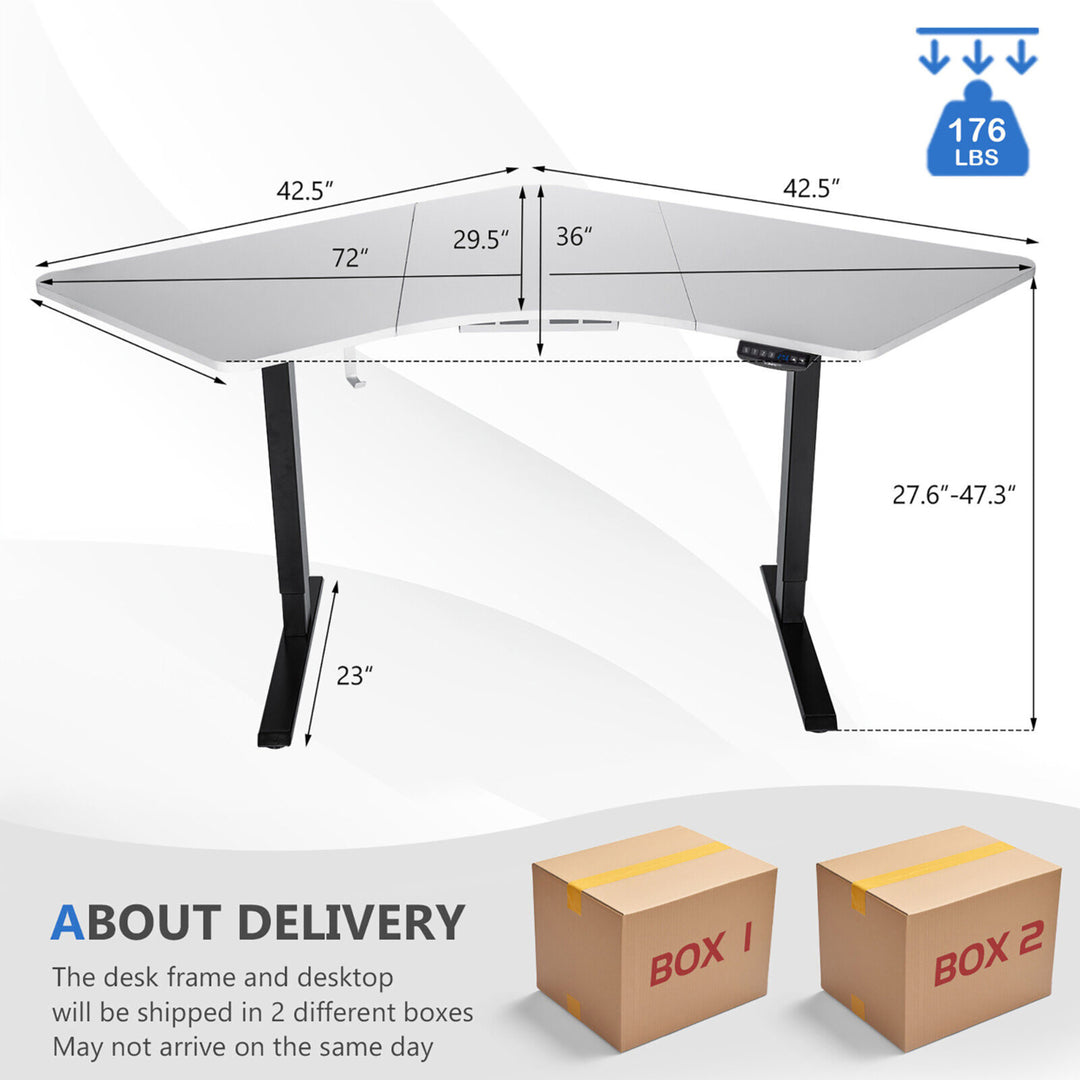 Dual-Motor L Shaped Standing Desk Ergonomic Sit Stand Computer Workstation Black and White Image 2