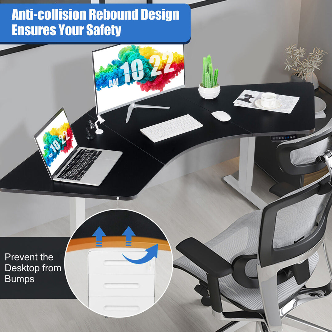 Dual-Motor L Shaped Standing Desk Ergonomic Sit Stand Computer Workstation White and Black Image 4