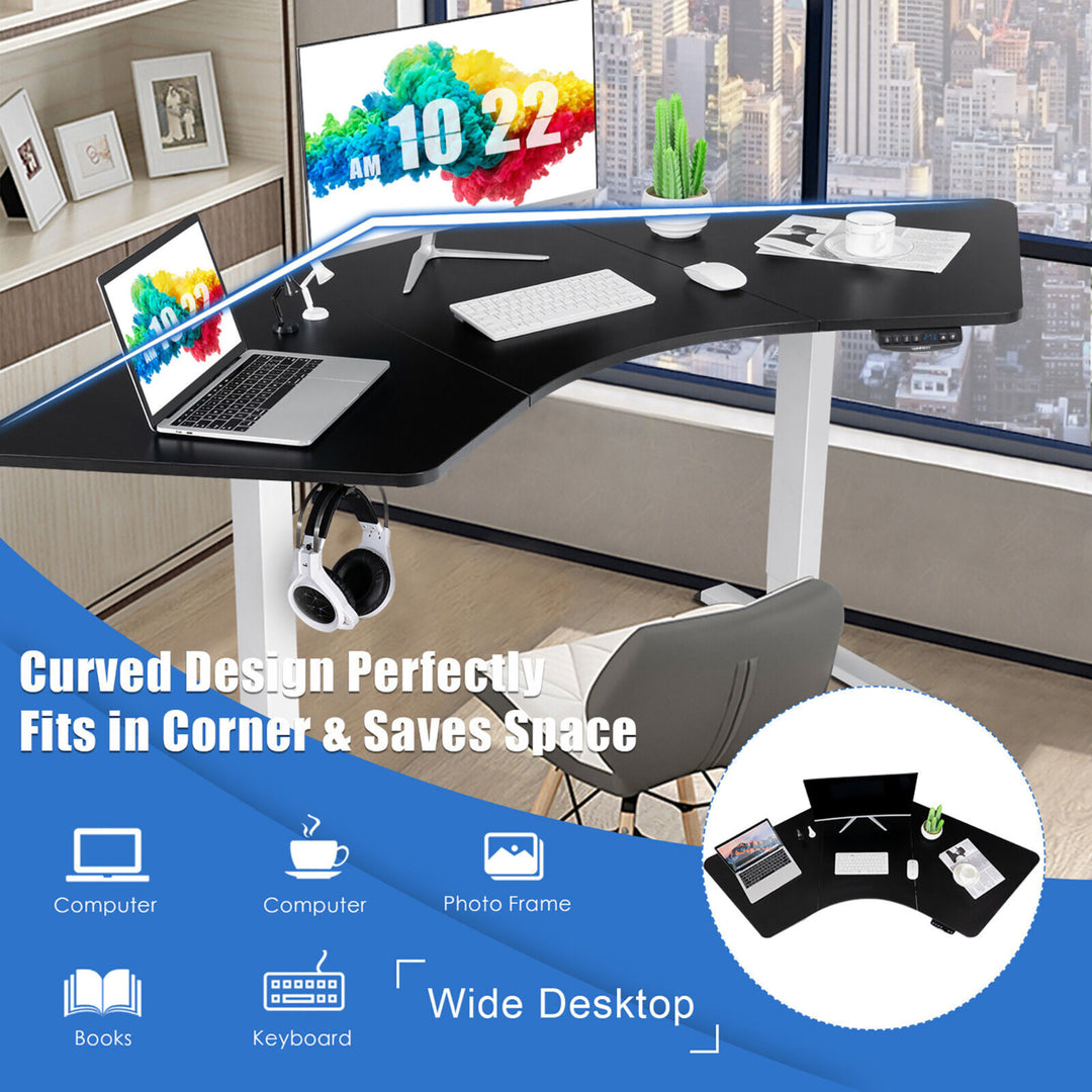 Dual-Motor L Shaped Standing Desk Ergonomic Sit Stand Computer Workstation White and Black Image 6