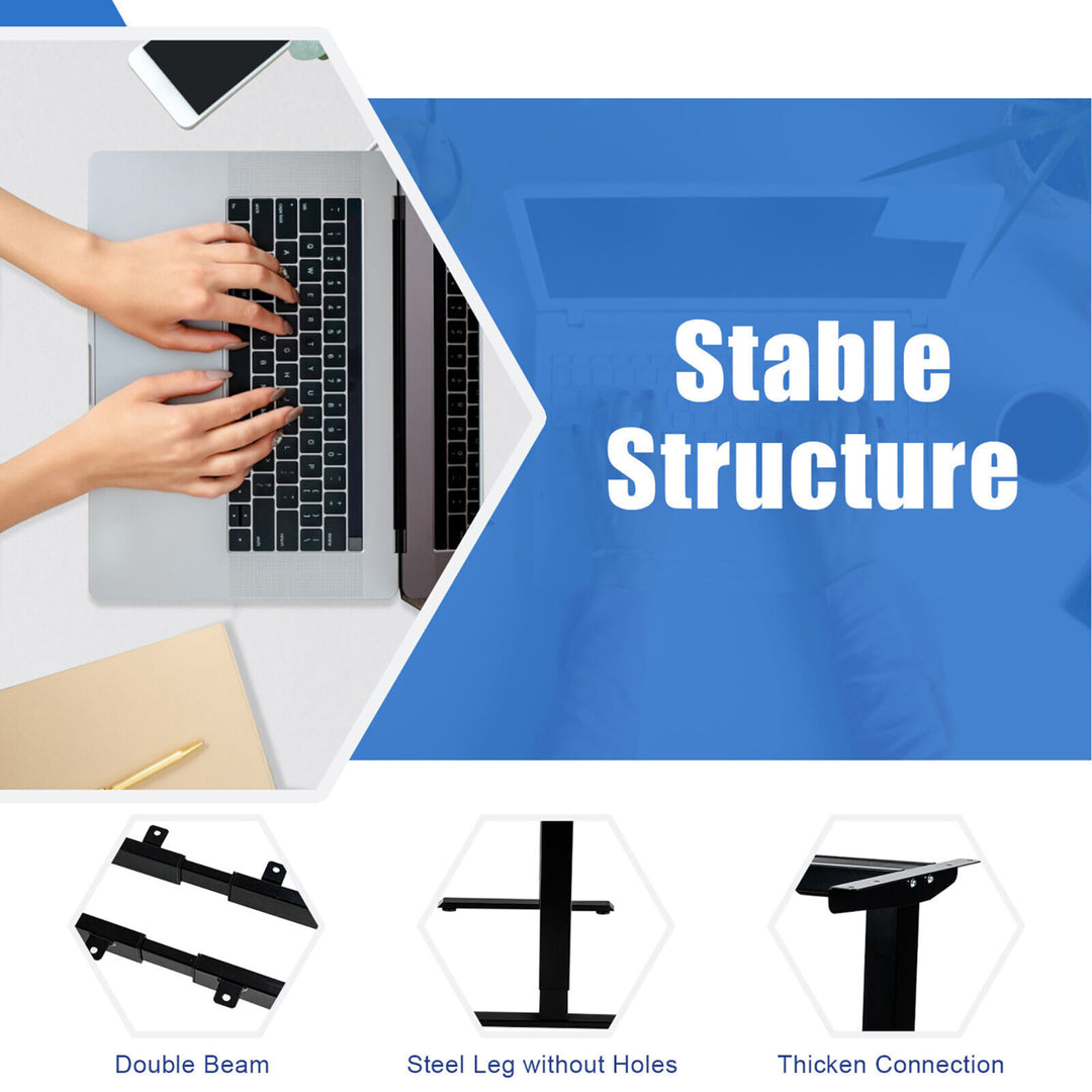 Dual-Motor L Shaped Standing Desk Ergonomic Sit Stand Computer Workstation Black and White Image 8