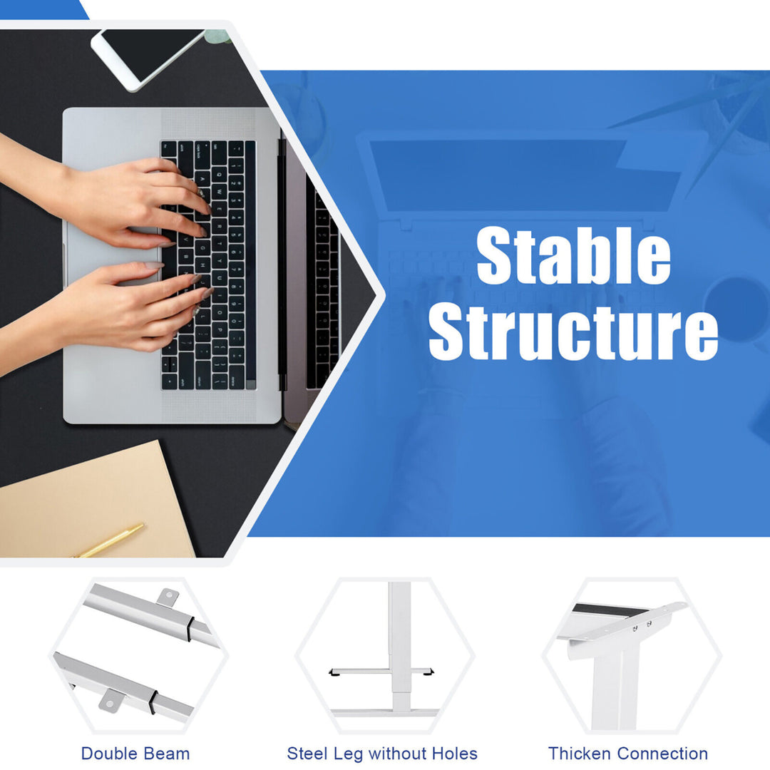 Dual-Motor L Shaped Standing Desk Ergonomic Sit Stand Computer Workstation White and Black Image 8