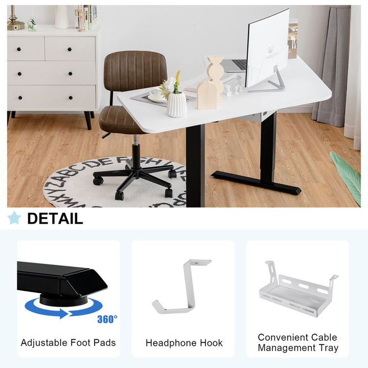 Dual-Motor L Shaped Standing Desk Ergonomic Sit Stand Computer Workstation Black and White Image 10