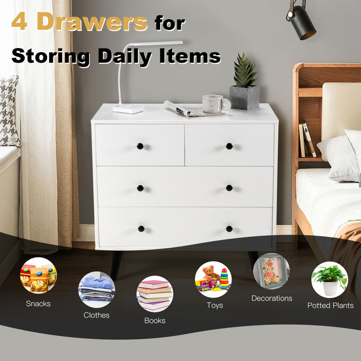 4-drawer Storage Dresser Chest of Drawers Storage Cabinet Organizer Unit Image 5