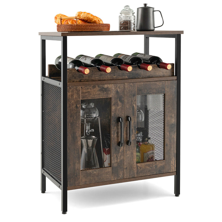 Industrial Liquor Bar Cabinet Buffet Sideboard Detachable Wine Rack Glass Holder Image 1