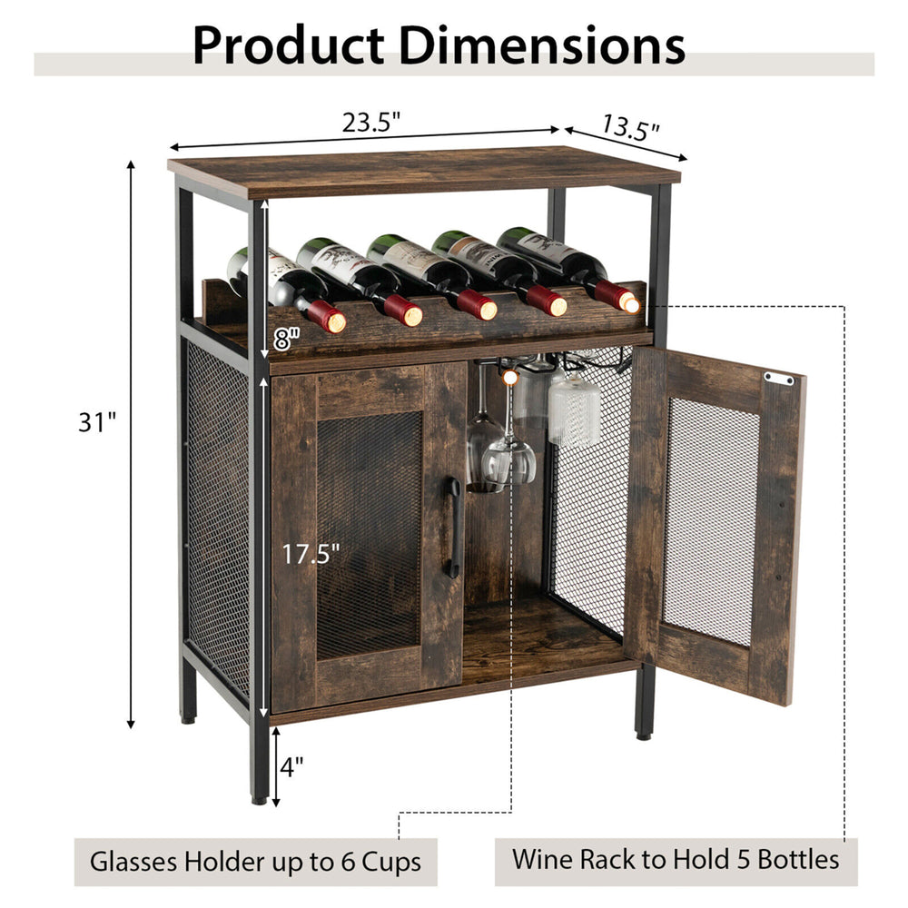 Industrial Liquor Bar Cabinet Buffet Sideboard Detachable Wine Rack Glass Holder Image 2