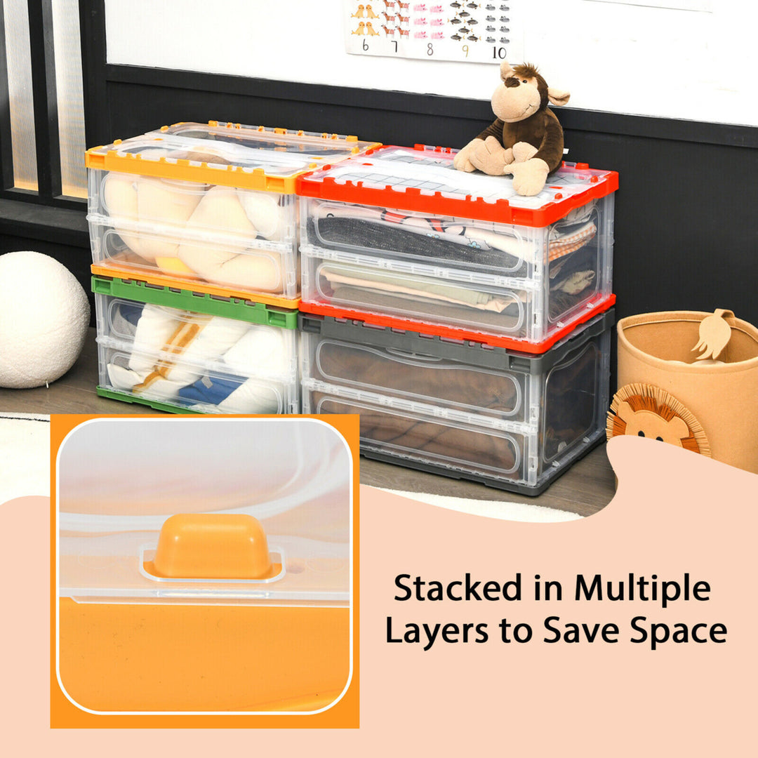 45L Collapsible Storage Bins Folding Plastic Stackable Utility Crates 4 Pack Image 5