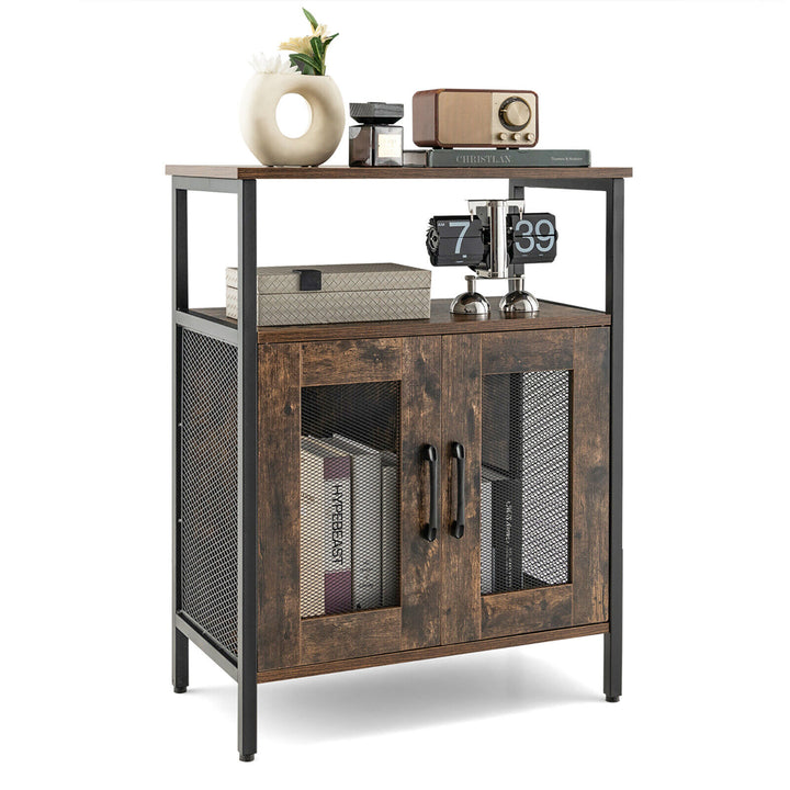 Industrial Liquor Bar Cabinet Buffet Sideboard Detachable Wine Rack Glass Holder Image 10