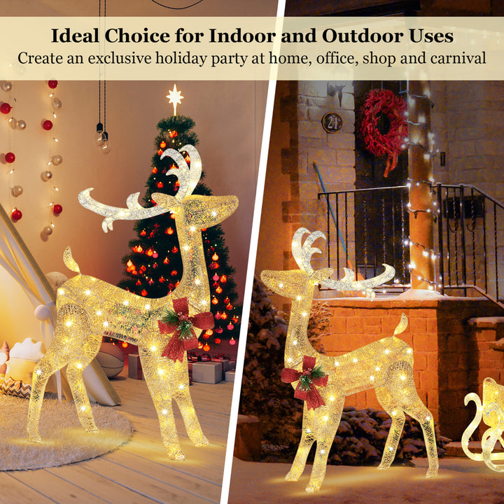 Pre-Lit Christmas Reindeer and Santas Sleigh Lighted Yard Decor w/ 100 LED Lights Image 9