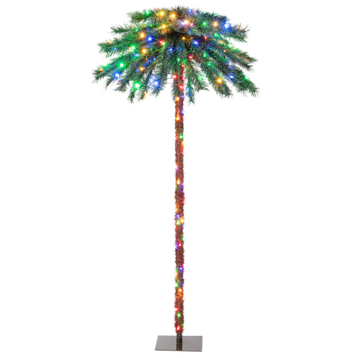 6FT Artificial Palm Christmas Tree Pre-Lit Decor Tree w/ PVC Branch Tips and LED Lights Image 9