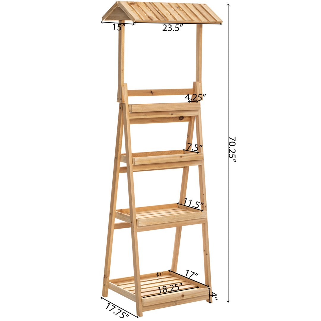 Multi-Functional Wooden Plant Stand Indoor Outdoor Storage Rack Bookcase 4-Tier Image 4