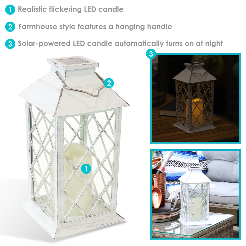 Sunnydaze Concord Outdoor Solar Candle Lantern - 11 in - White Image 2