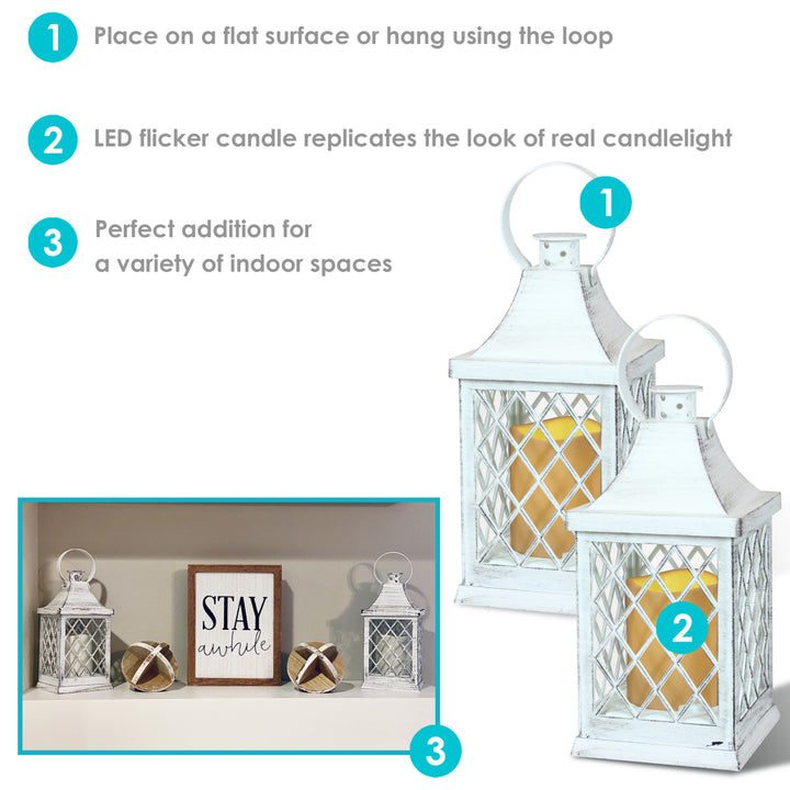 Sunnydaze Ligonier Indoor Battery-Powered Candle Lantern - 10 in - Set of 4 Image 4