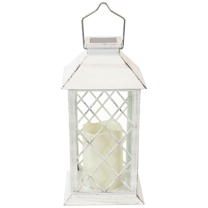 Sunnydaze Concord Outdoor Solar Candle Lantern - 11 in - White Image 8