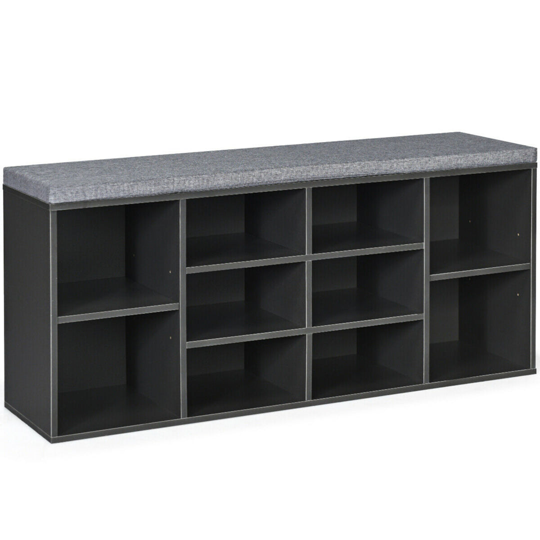 Entryway Padded Shoe Storage Bench 10-Cube Organizer Bench Adjustable Image 4