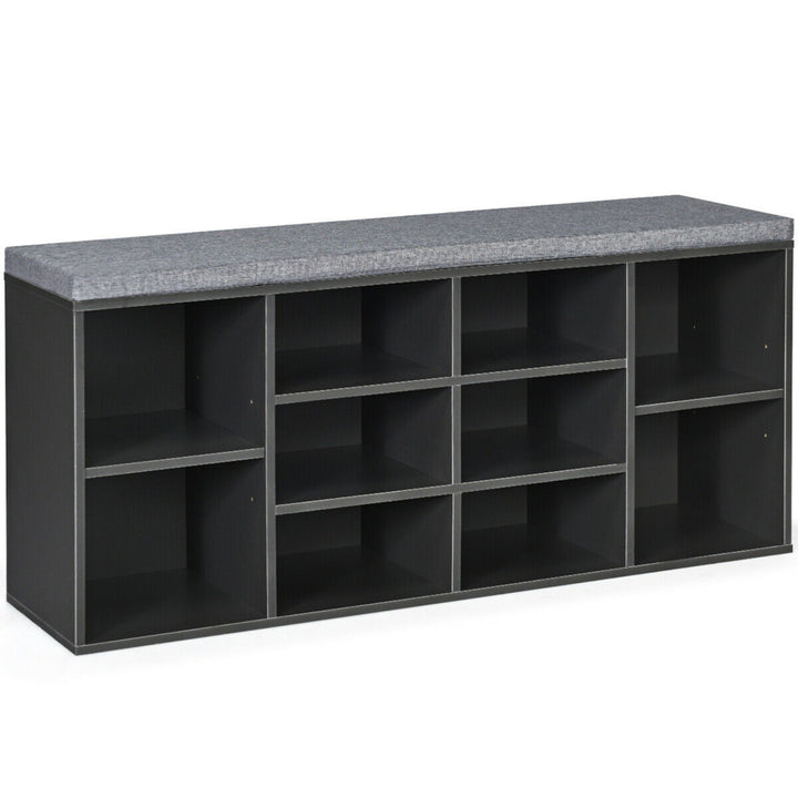 Entryway Padded Shoe Storage Bench 10-Cube Organizer Bench Adjustable Image 4