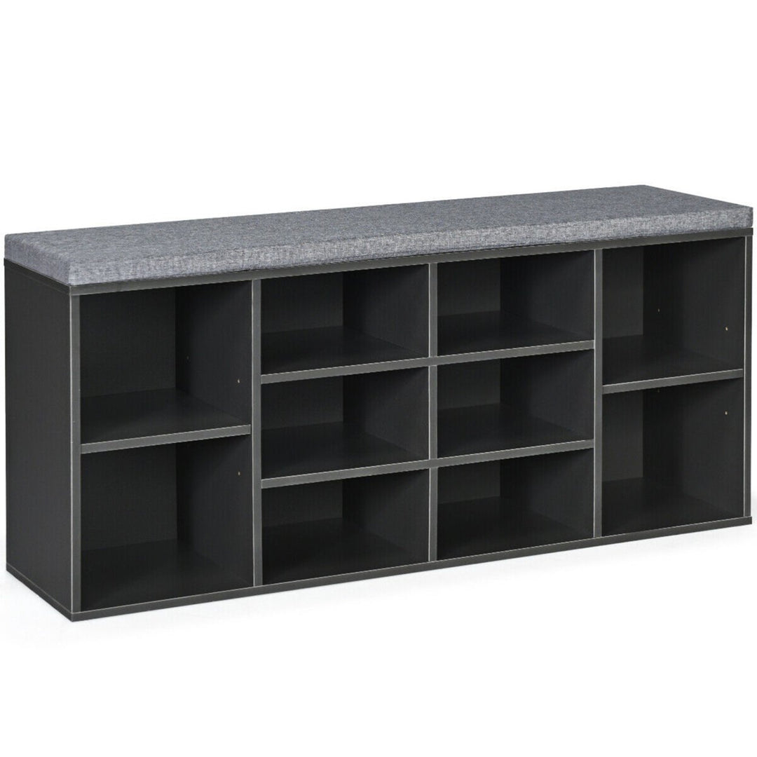 Entryway Padded Shoe Storage Bench 10-Cube Organizer Bench Adjustable Image 1