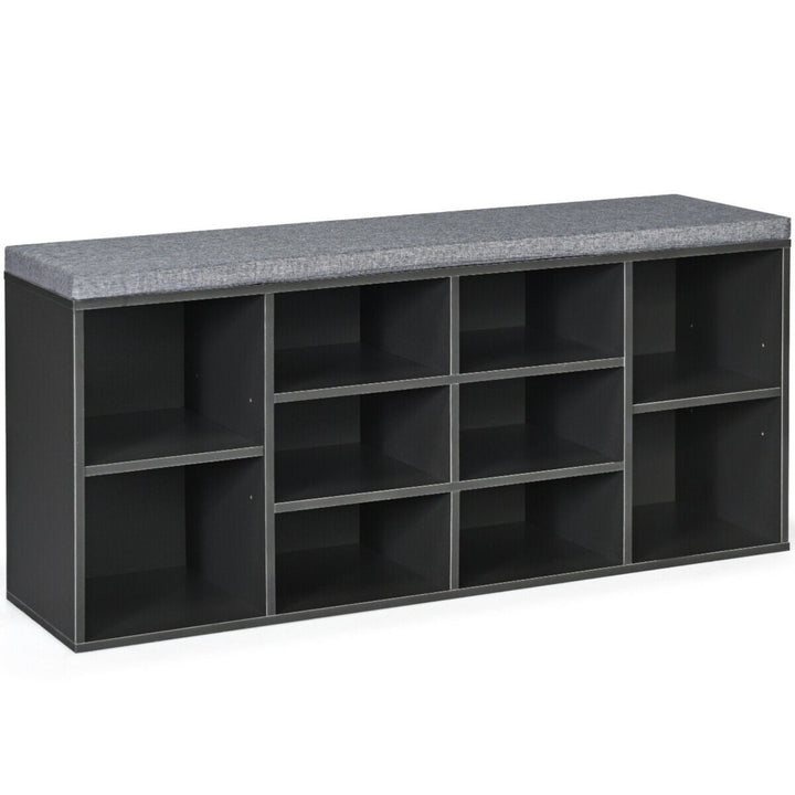 Entryway Padded Shoe Storage Bench 10-Cube Organizer Bench Adjustable Image 1