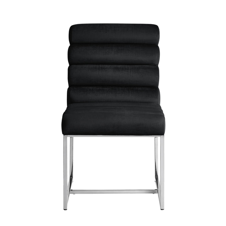 Madelyne Dining Chair - Upholstered, Stainless Steel Frame, Channel Tufted, Armless Image 8