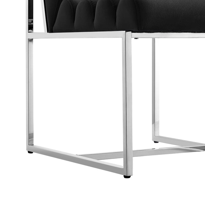 Madelyne Dining Chair - Upholstered, Stainless Steel Frame, Channel Tufted, Armless Image 11