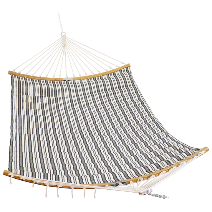 Sunnydaze 2-Person Polycotton Hammock with Foldable Spreader Bar - Striped Image 1