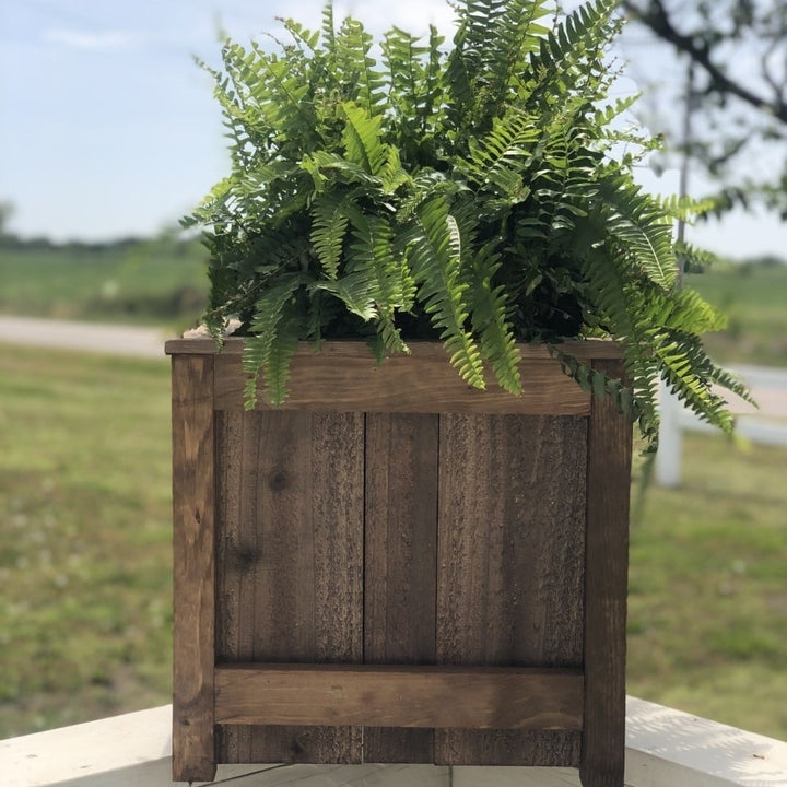 Mowoodwork Wood Planter Box 18x18x16 Stained with our signature method Image 6