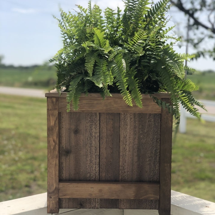 Mowoodwork Wood Planter Box 18x18x16 Stained with our signature method Image 5